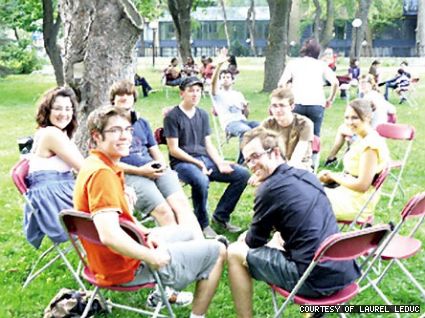 Concordia's new residents celebrated at a barbecue during the last days of Aug. In front are brothers Kyler (lighter t-shirt) and Kristopher Kelly. Behind them, from left, are Amanda Foley, Simon Wake, Kevin Hazelhurst, Cameron Bates and Gretchen Smith.